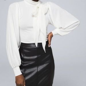 White House Black Market tie neck top